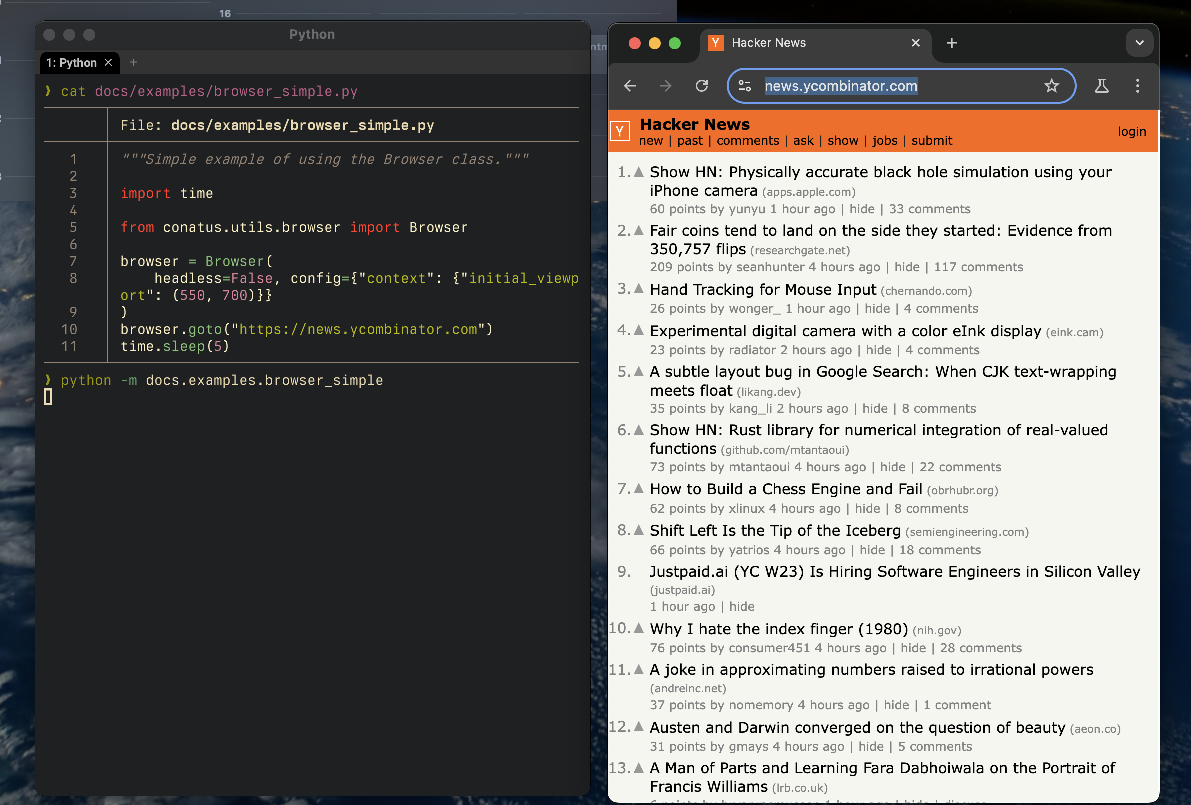 Screenshot of the browser demo
